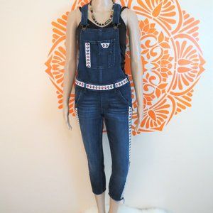 Abercrombie & Fitch Denim Beaded Fitted Overalls